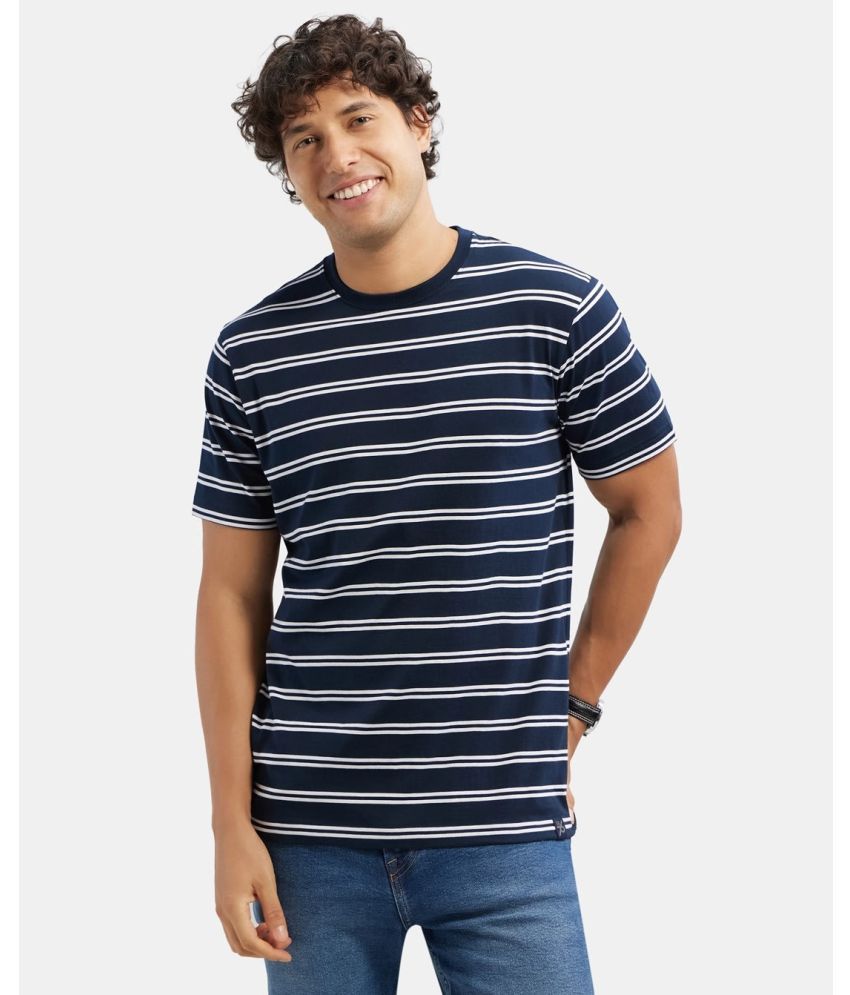     			Jockey 2715 Men's Super Combed Cotton Rich Striped Round Neck T-Shirt - Navy & White