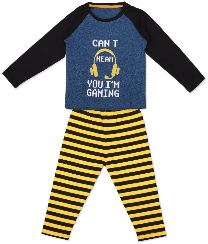     			Kids Craft Blue Hosiery Fabric Print Boys Night Suit