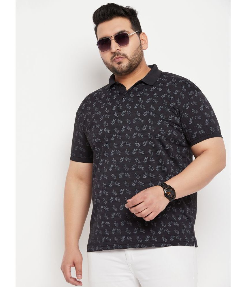     			Nyker Pack of 1 Cotton Blend Regular Fit Printed Half Sleeves Men's Polo T Shirt ( Black )