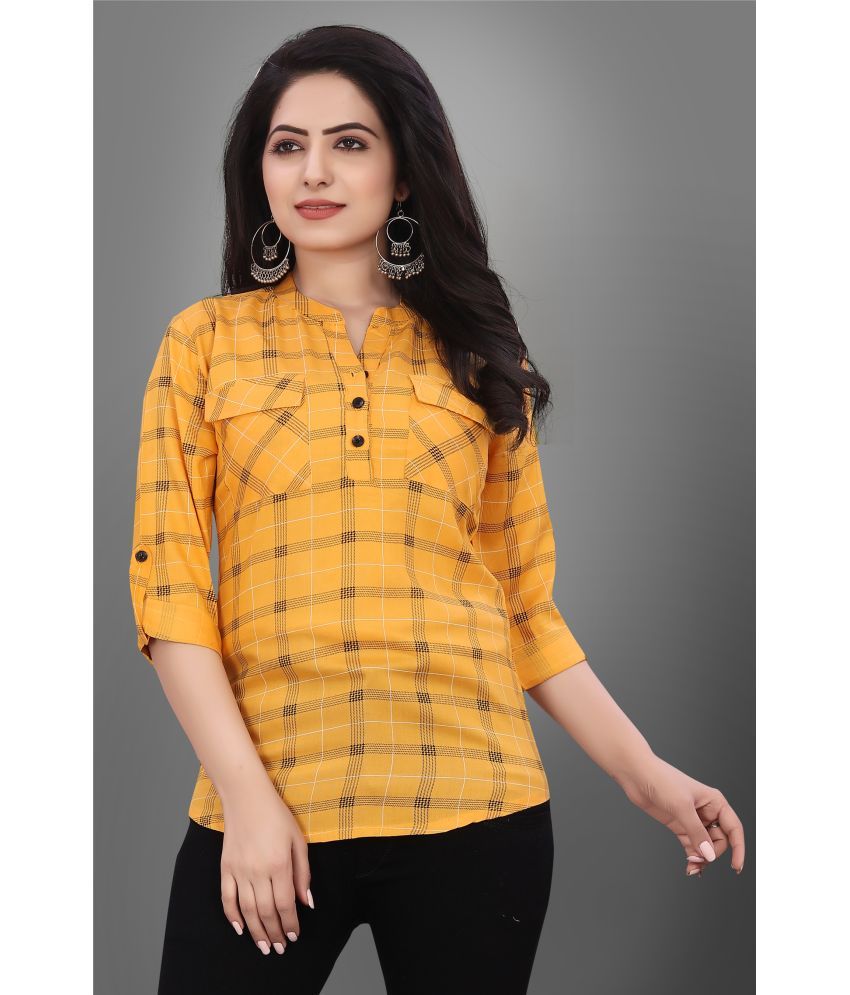     			SUR-T Yellow Viscose Women's Shirt Style Top ( Pack of 1 )