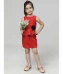 Toy Balloon Kids Scuba Peplum Dress For Girls ( Pack of 1 , Red )