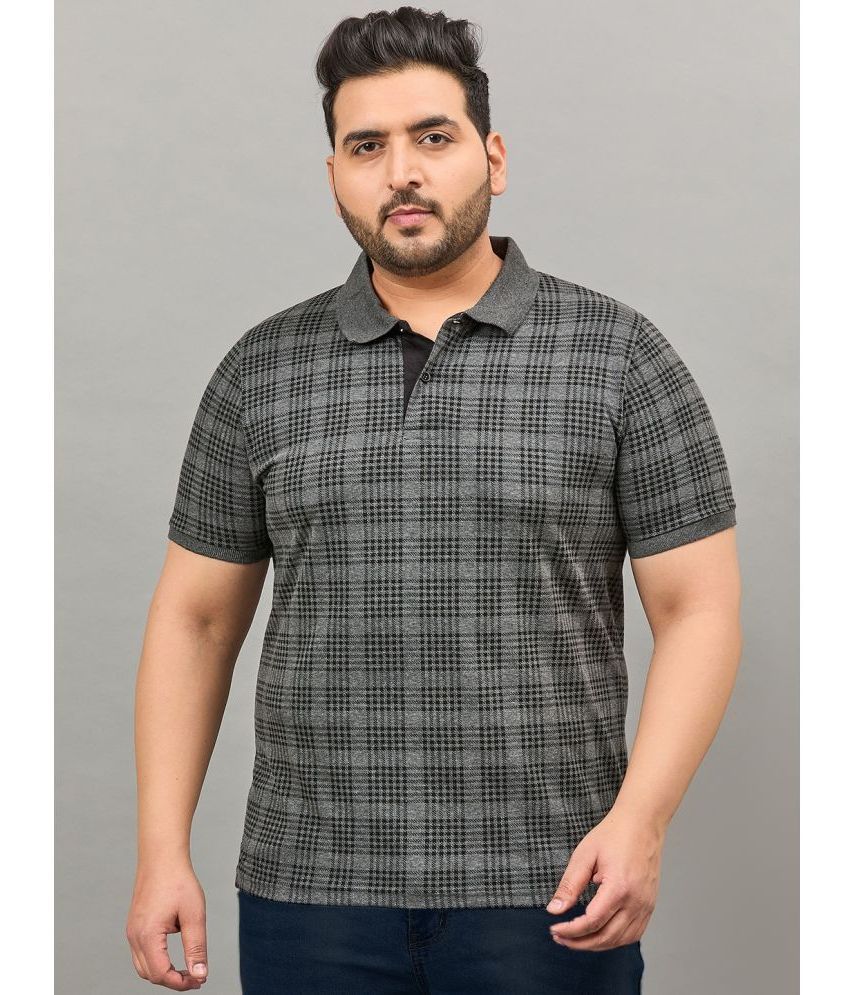     			AUSTIVO Pack of 1 Cotton Blend Regular Fit Checks Half Sleeves Men's Polo T Shirt ( Grey )