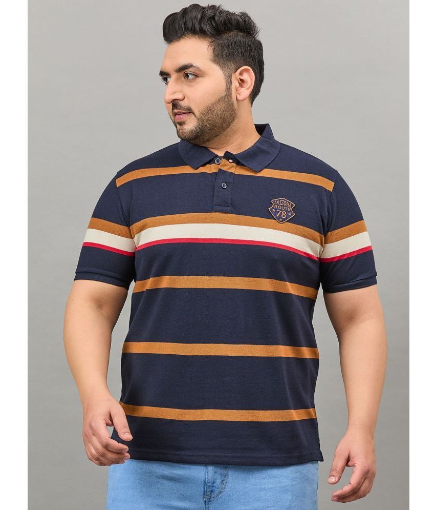     			AUSTIVO Pack of 1 Cotton Blend Regular Fit Striped Half Sleeves Men's Polo T Shirt ( Multicolor )