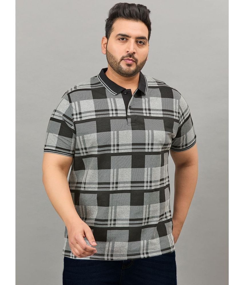     			AUSTIVO Cotton Blend Regular Fit Checks Half Sleeves Men's Polo T Shirt - Grey ( Pack of 1 )