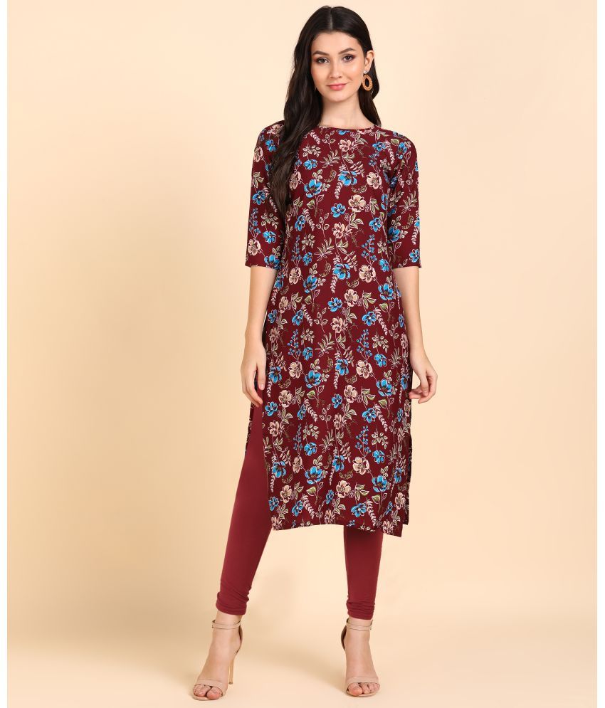     			DSK STUDIO Crepe Printed Straight Women's Kurti - Maroon ( Pack of 1 )