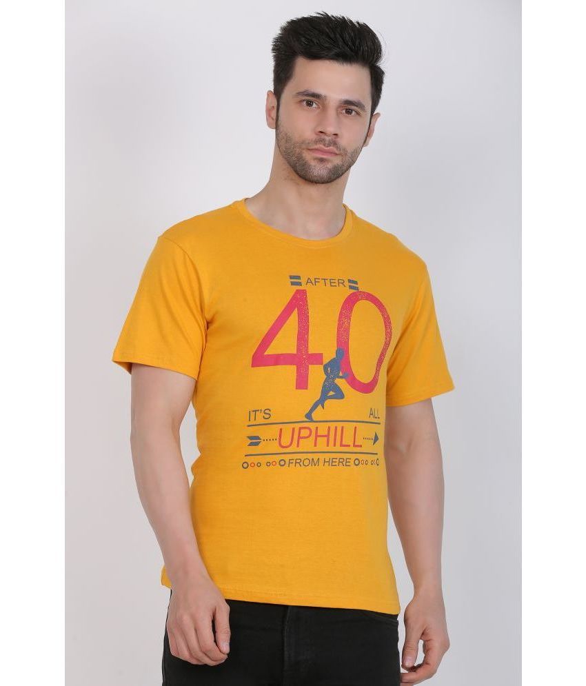     			Indian Pridee 100% Cotton Regular Fit Printed Half Sleeves Men's T-Shirt - Mustard ( Pack of 1 )