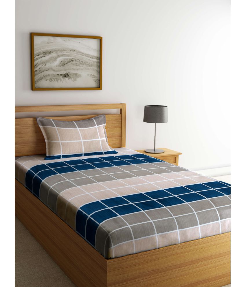     			Klotthe Poly Cotton Small Checks 1 Single Bedsheet with 1 Pillow Cover - Multicolor