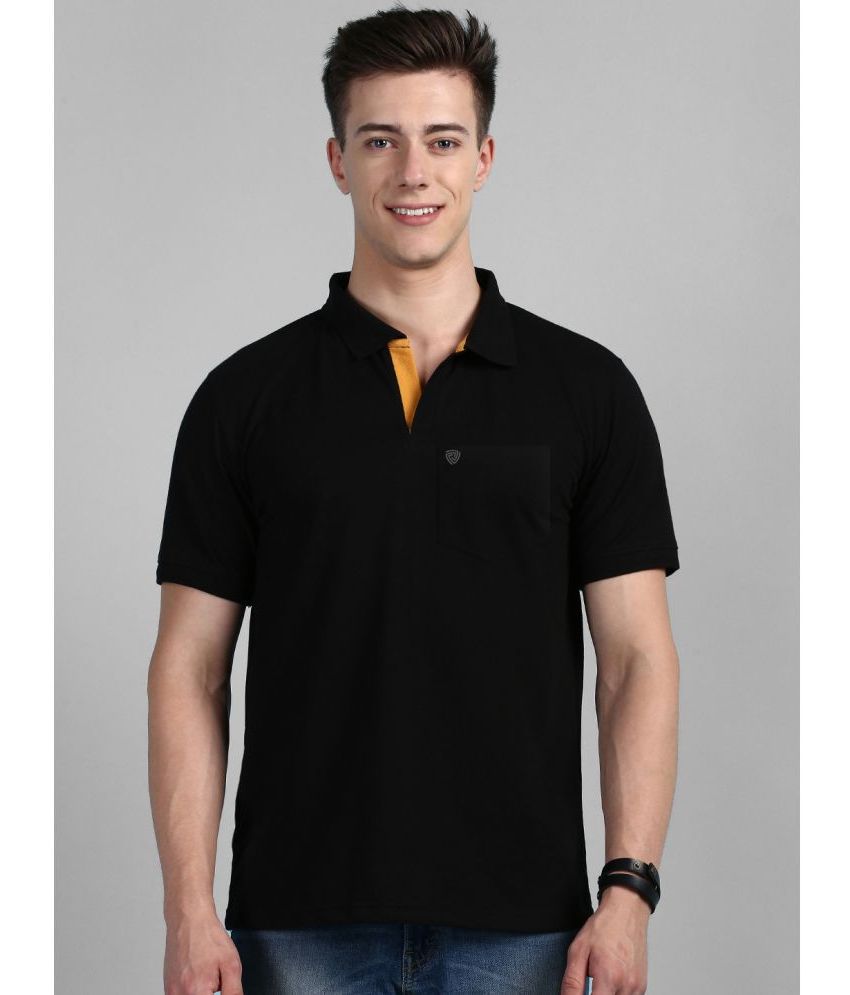     			Lux Cozi Cotton Regular Fit Solid Half Sleeves Men's Polo T Shirt - Black ( Pack of 1 )