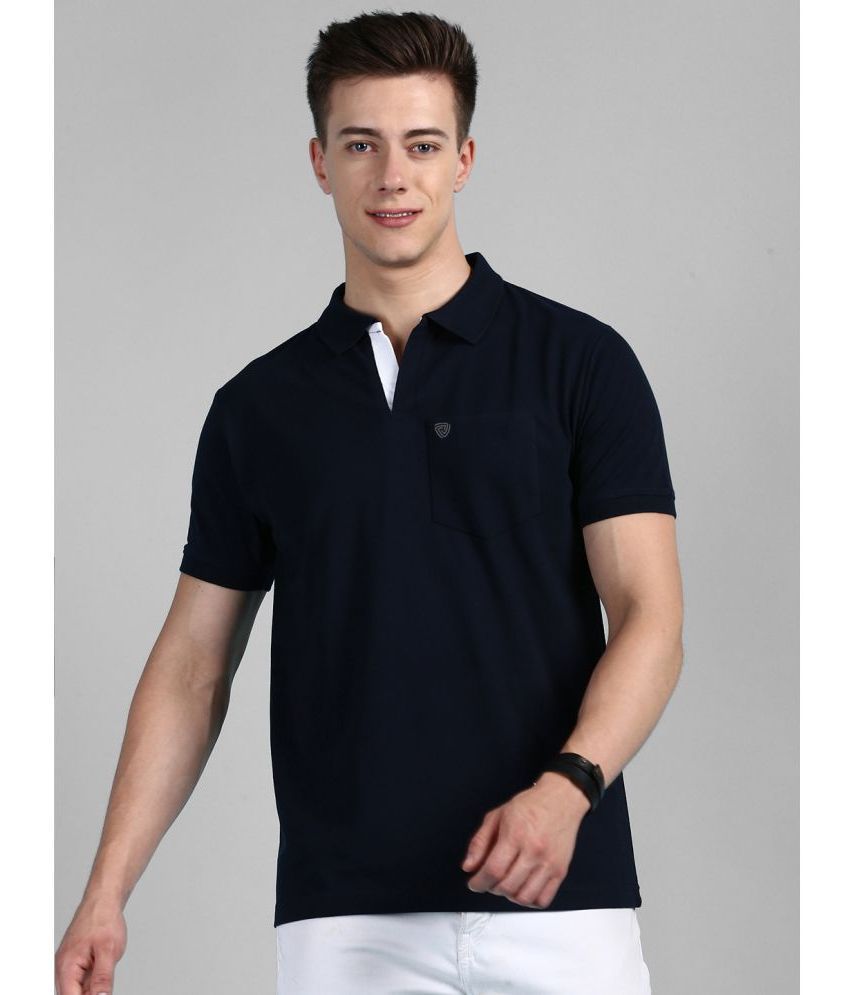     			Lux Cozi Cotton Regular Fit Solid Half Sleeves Men's Polo T Shirt - Navy ( Pack of 1 )
