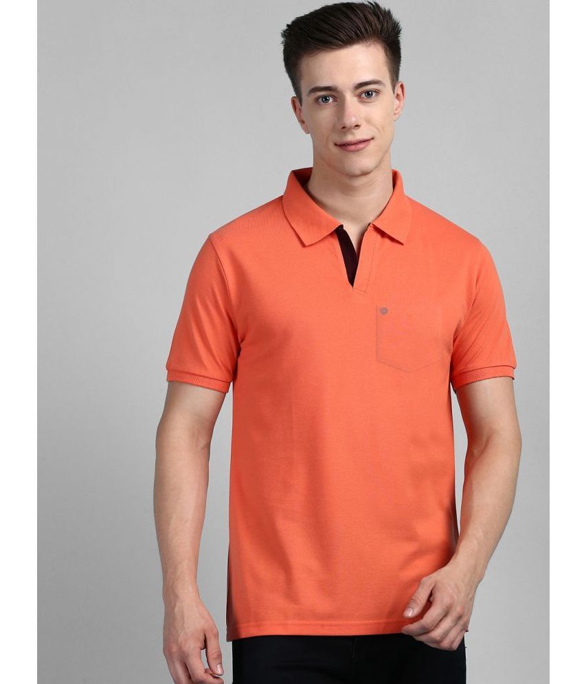     			Lux Cozi Cotton Regular Fit Solid Half Sleeves Men's Polo T Shirt - Orange ( Pack of 1 )