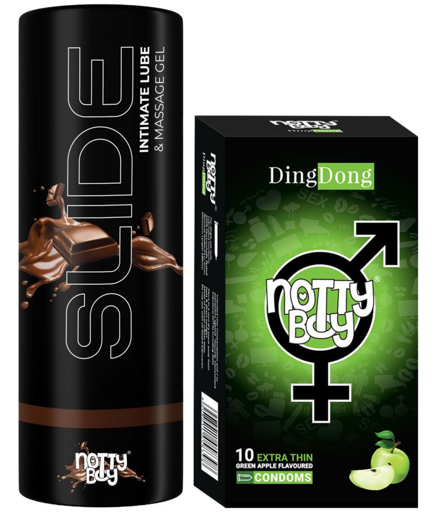     			NottyBoy Slide Chocolate Flavoured Lubricant 100ML and Fruit Flavour Condoms - Pack of 2