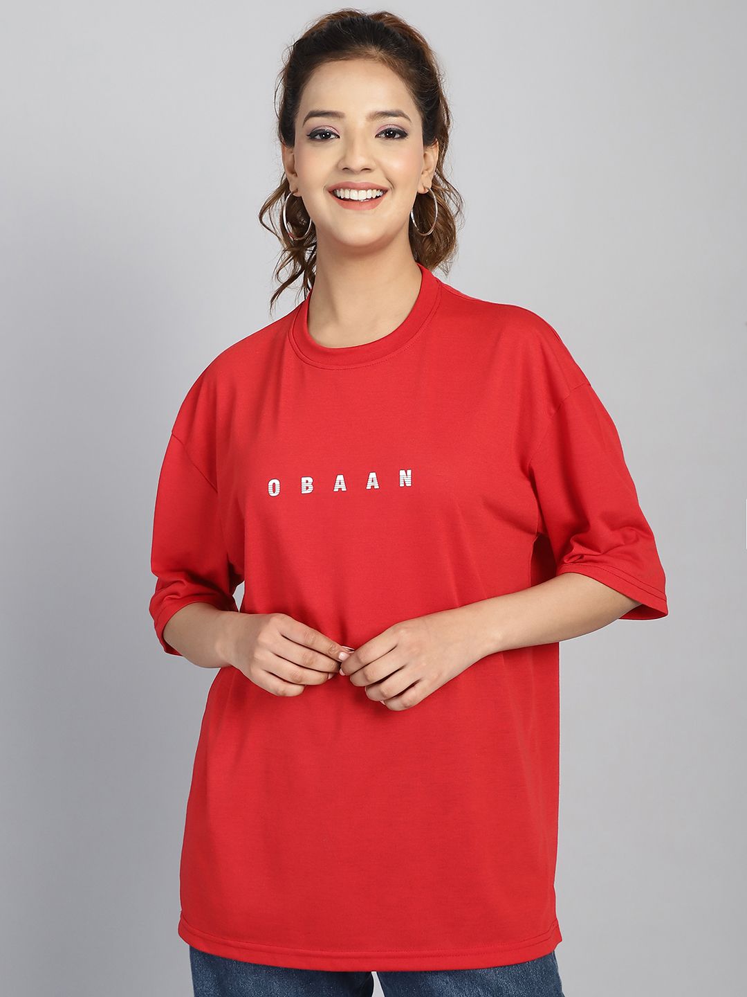     			OBAAN Pack of 1 Cotton Blend Women's T-Shirt ( Maroon )