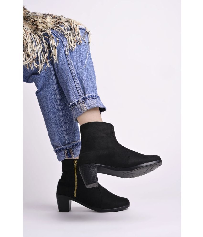     			Shoetopia Black Women's Ankle Length Boots