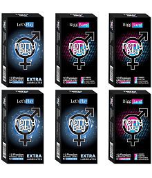 NottyBoy 4 IN 1, Dotted, Ribbed, Contour, Long Time &amp; Extra Lubricated, Smooth Condoms For Men - 60 Units