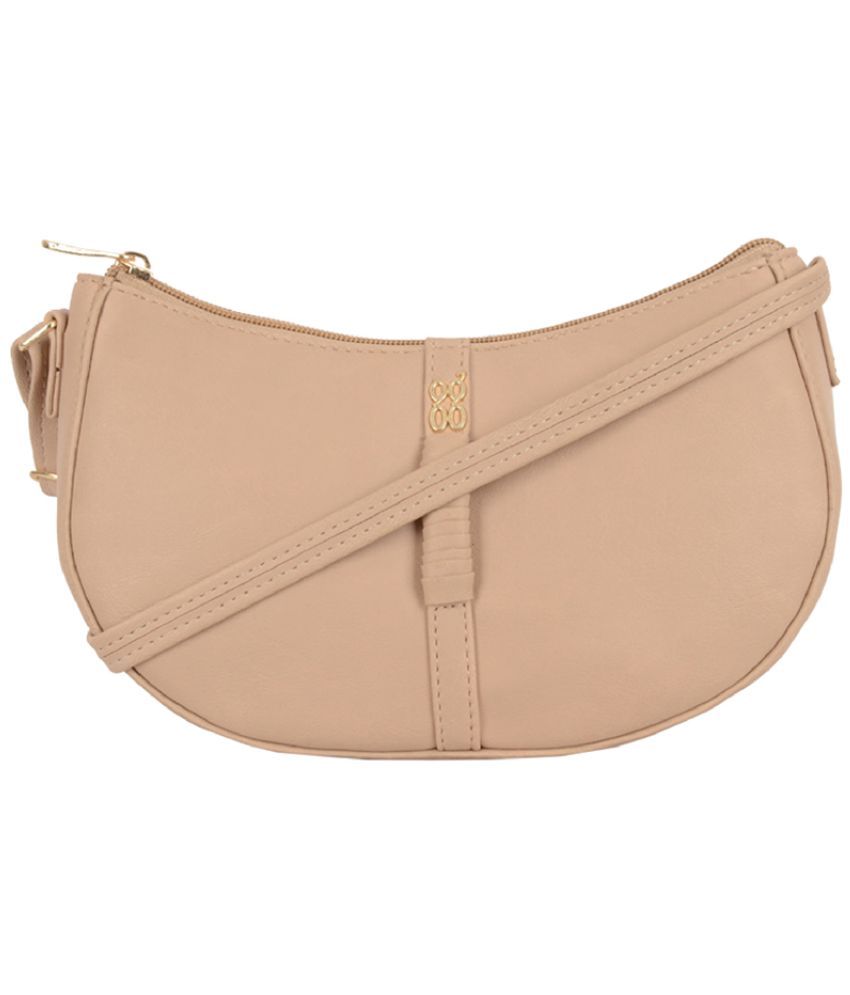     			Baggit Beige Faux Leather Sling Bag