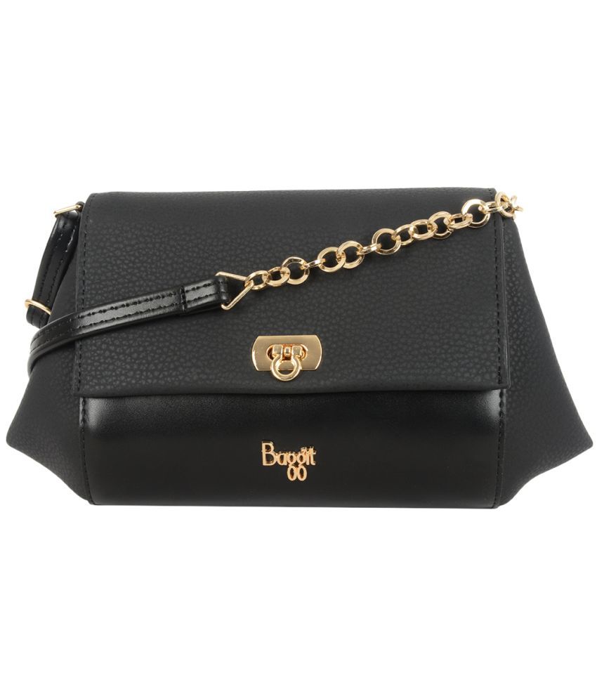     			Baggit Black Faux Leather Sling Bag