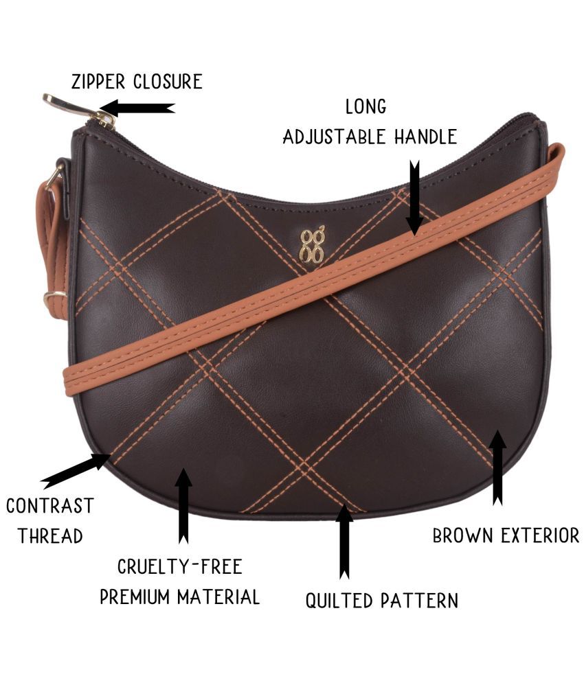     			Baggit Brown Faux Leather Sling Bag