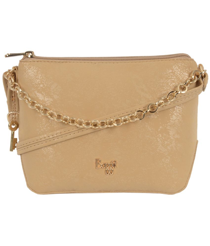    			Baggit Gold Faux Leather Sling Bag