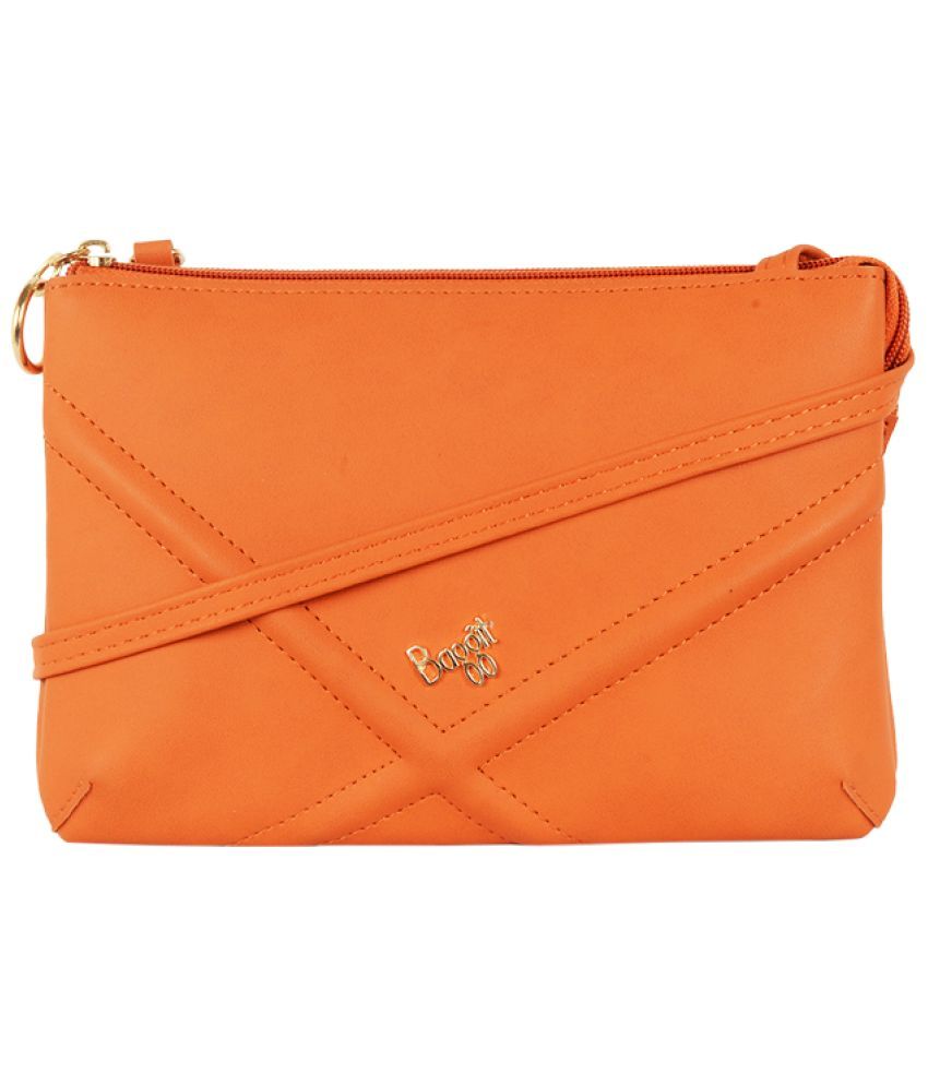     			Baggit Orange Faux Leather Sling Bag