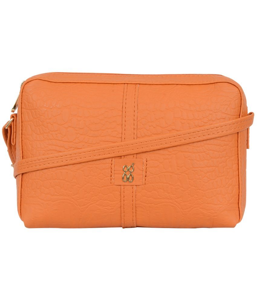     			Baggit Orange Faux Leather Sling Bag