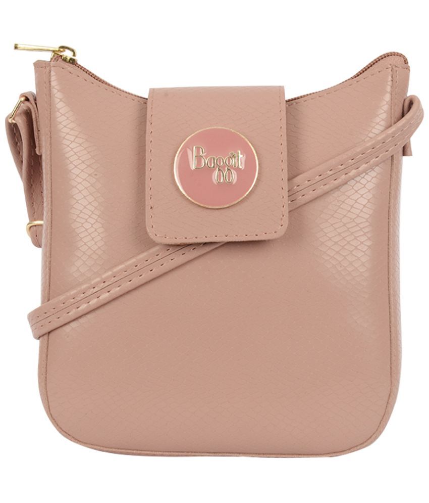     			Baggit Pink Faux Leather Sling Bag