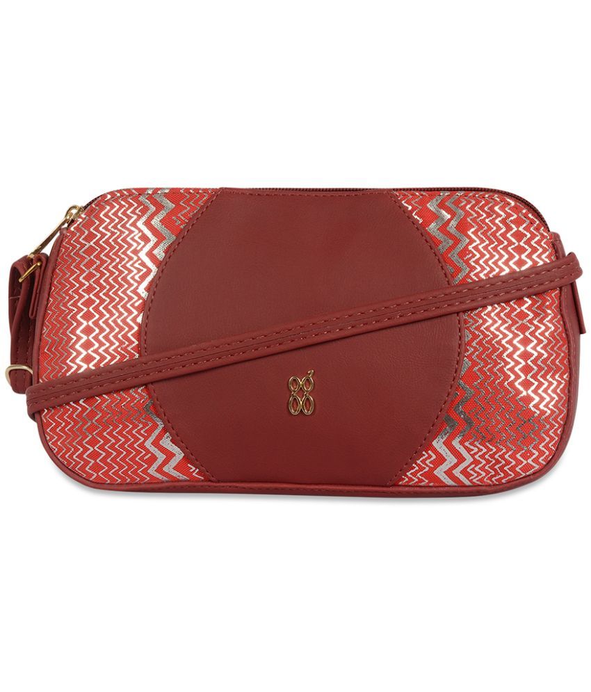     			Baggit Red Faux Leather Sling Bag