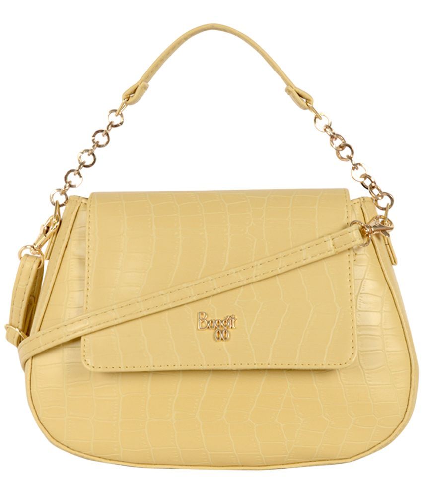     			Baggit Yellow Faux Leather Sling Bag