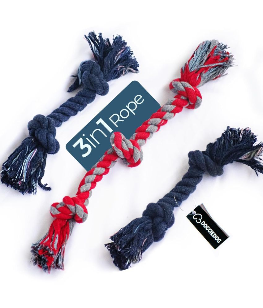     			DOGGIE DOG Attractive Twisted Cotton Poly Mix Chew Dog Rope Toys for Adult Large Dogs for Teething Suitable for Large Breed Aggressive chewers (3 Ropes...MRP -897 (Including tax)
