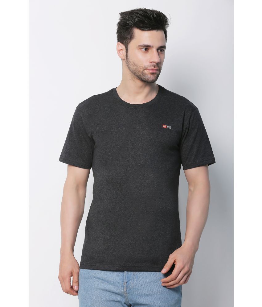     			Indian Pridee 100% Cotton Regular Fit Self Design Half Sleeves Men's T-Shirt - Charcoal ( Pack of 1 )