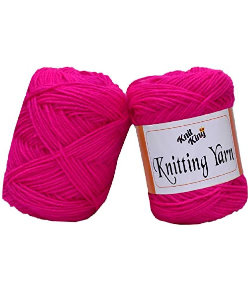     			KNIT KING 100% Acrylic Wool Light Magenta 200 GMS Wool Ball Hand Knitting Wool/Art Craft Soft Fingering Crochet Hook Yarn, Needle Knitting Yarn Thread Dyed-GA Art-AIB