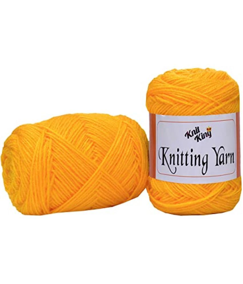     			KNIT KING 100% Acrylic Wool Yellow 150 GMS Wool Ball Hand Knitting Wool/Art Craft Soft Fingering Crochet Hook Yarn, Needle Knitting Yarn Thread Dyed-T Art-AGJ