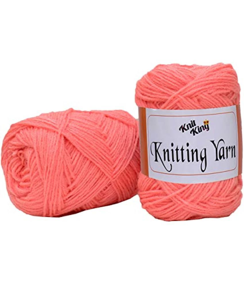     			KNIT KING 100% Acrylic Wool Peach 150 GMS Wool Ball Hand Knitting Wool/Art Craft Soft Fingering Crochet Hook Yarn, Needle Knitting Yarn Thread Dyed-J Art-ACCC