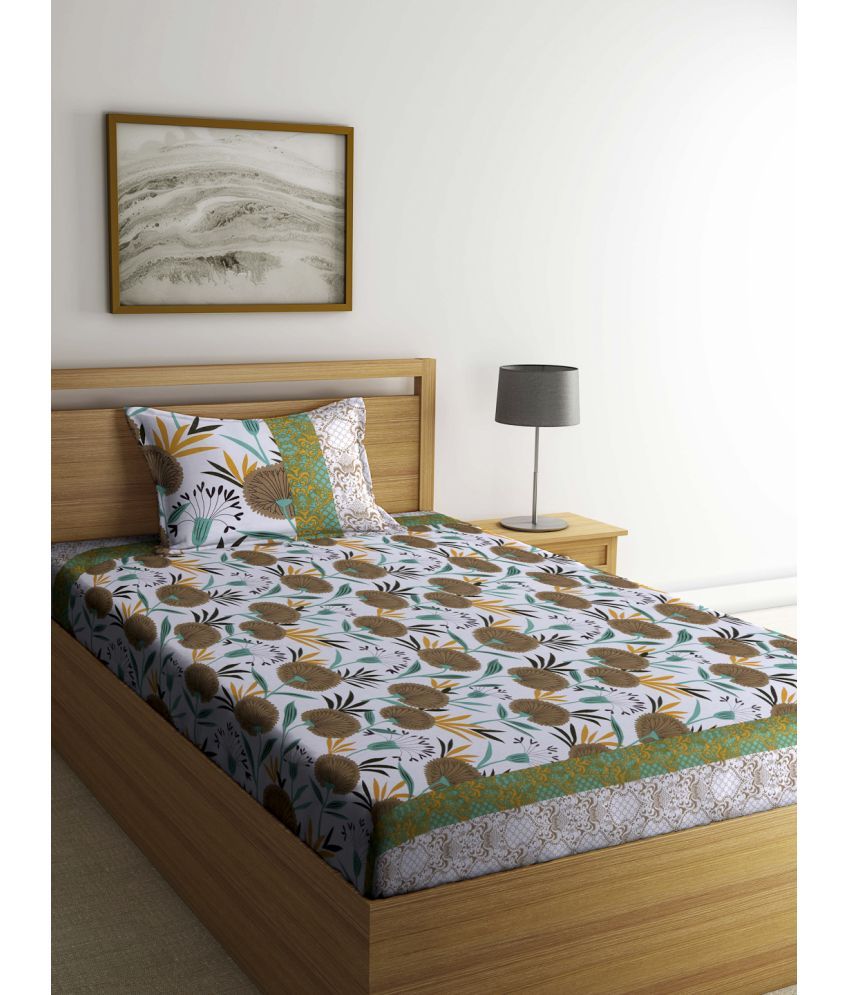     			Klotthe Cotton Floral 1 Single Bedsheet with 1 Pillow Cover - Multicolor