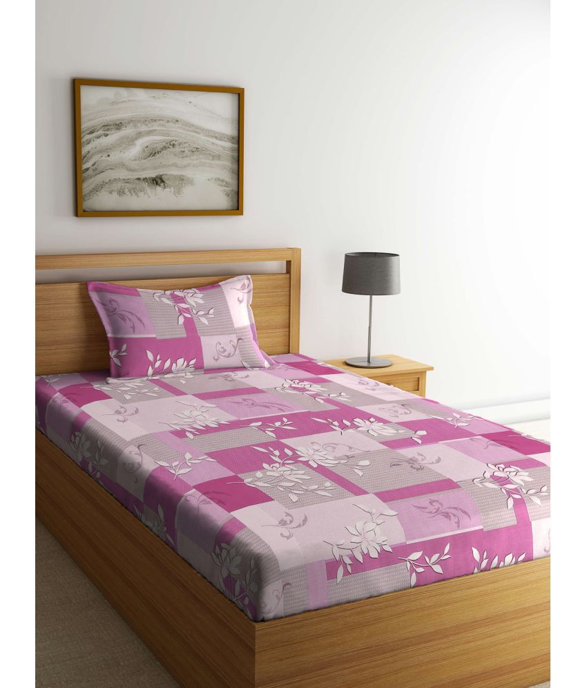     			Klotthe Cotton Nature 1 Single Bedsheet with 1 Pillow Cover - Purple