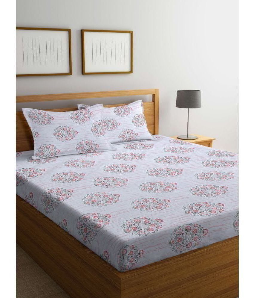     			Klotthe Poly Cotton Floral 1 Double Bedsheet with 2 Pillow Covers - Multicolor