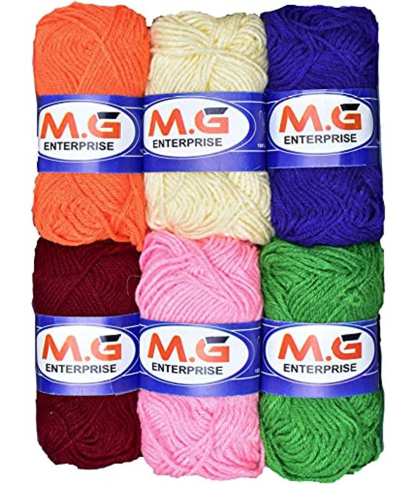     			M.G ENTERPRISE 100% Acrylic Wool White M.G Wool Ball Hand Knitting Wool/Art Craft Soft Fingering Crochet Hook Yarn, Needle Knitting Yarn Thread Dyed ?