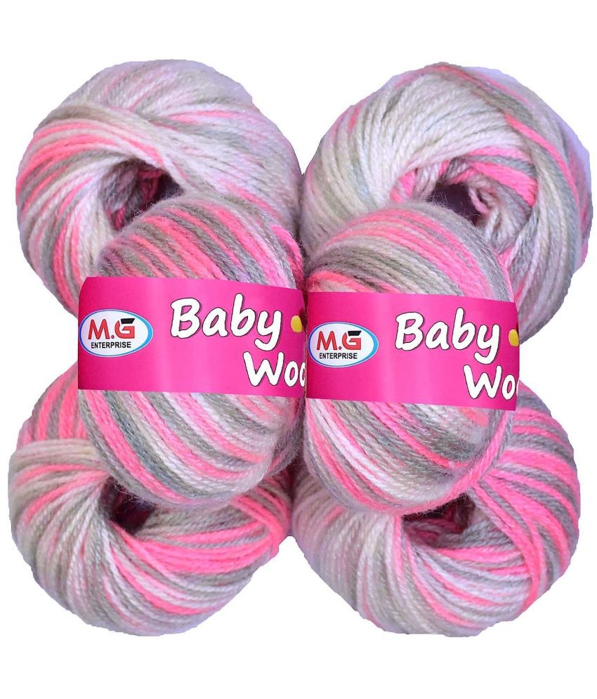     			M.G ENTERPRISE 100% Acrylic Wool Multi Pink 14 GMS Baby Wool Ball Hand Knitting Wool/Art Craft Soft Fingering Crochet Hook Yarn-RM Art-Dia