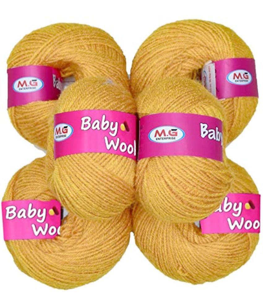     			M.G ENTERPRISE 100% Acrylic Wool Mustard (10 pc) Baby Wool 4 ply Wool Ball Hand Knitting Wool/Art Craft Soft Fingering Crochet Hook Yarn, Needle Knitting Yarn Thread Dyed