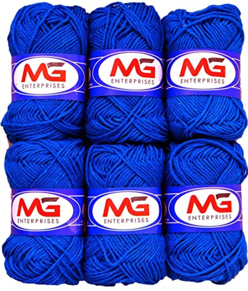     			M.G ENTERPRISE 100% Acrylic Wool Blue 6 Pc M.G Ball Wool Ball Hand Knitting Wool/Art Craft Soft Fingering Crochet Hook Yarn- Art-DCI