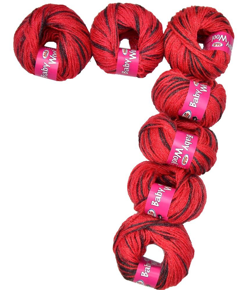     			M.G ENTERPRISE 100% Acrylic Wool Redmix 7 GMS Baby Wool 4 ply Wool Ball Hand Knitting Wool/Art Craft Soft Fingering Crochet Hook Yarn- Art-DHF