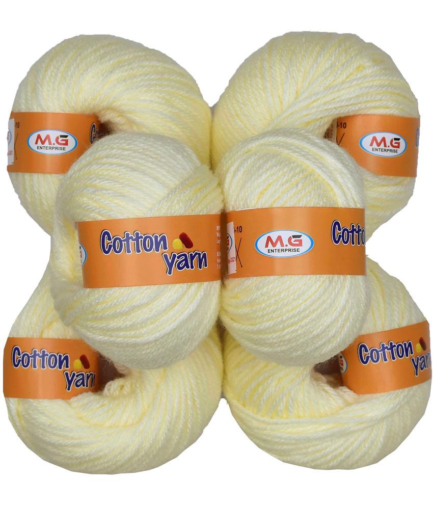     			M.G ENTERPRISE Cotton Yarn Cream (6 pc) Cotton Yarn 4 ply Wool Ball Hand Knitting Wool/Art Craft Soft Fingering Crochet Hook Yarn, Needle Knitting Yarn Thread Dyed