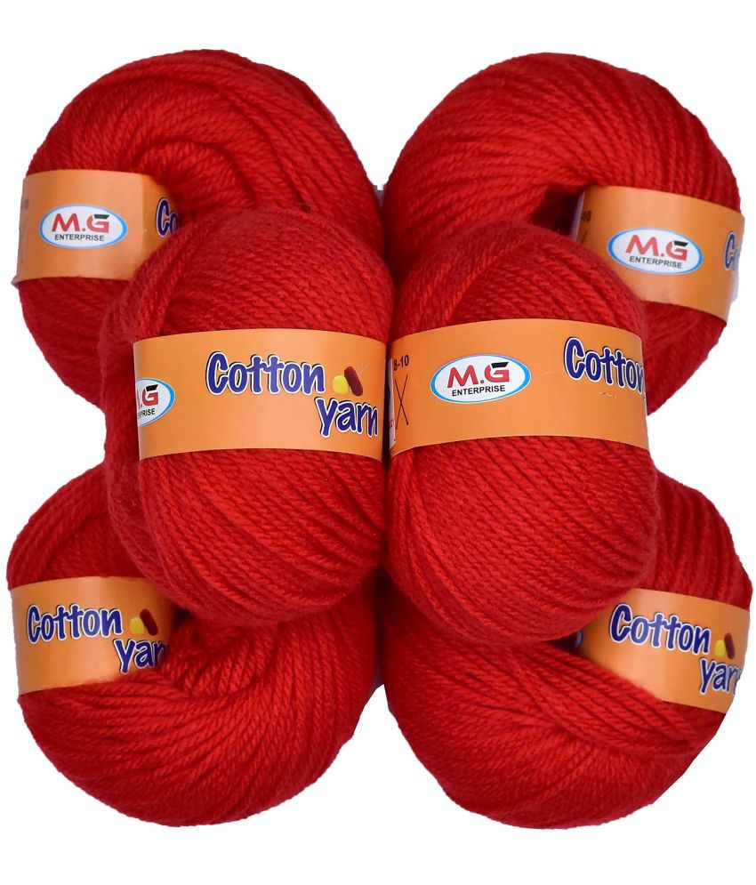     			M.G ENTERPRISE Cotton Yarn Light Red (6 pc) Cotton Yarn 4 ply Wool Ball Hand Knitting Wool/Art Craft Soft Fingering Crochet Hook Yarn, Needle Knitting Yarn Thread Dyed