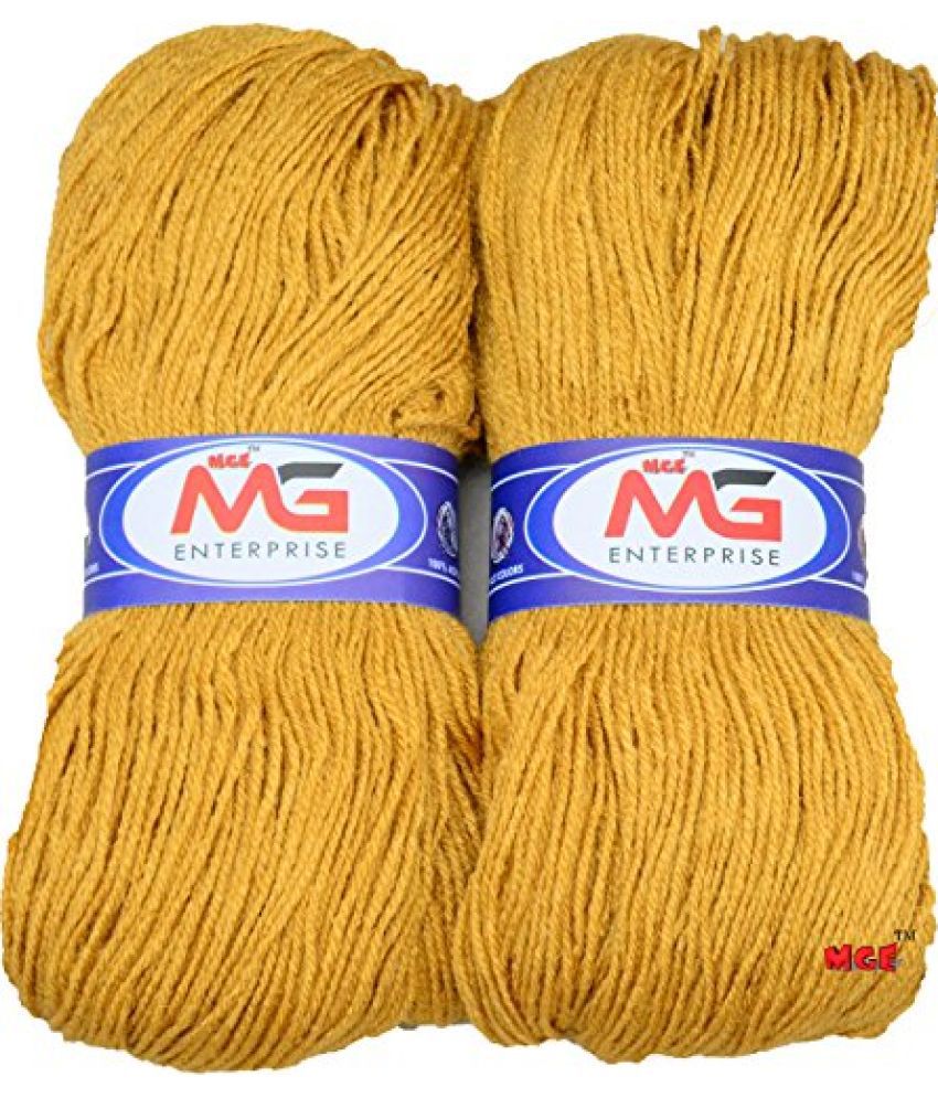     			M.G ENTERPRISE Knitting Yarn Microshine Mustard (200 gm) Wool Hank Hand Knitting Wool/Art Craft Soft Fingering Crochet Hook Yarn, Needle Knitting Yarn Thread Dyed