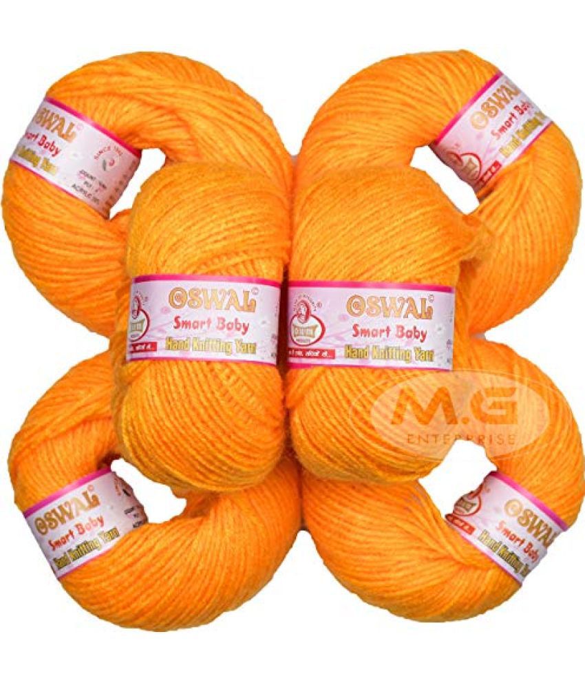     			M.G ENTERPRISE Os wal 100% Acrylic Wool Yellow (6 pc) Baby Soft 4 ply Wool Ball Hand Knitting Wool/Art Craft Soft Fingering Crochet Hook Yarn, Needle Knitting Yarn Thread Dye A