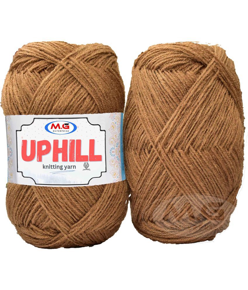     			M.G ENTERPRISE Uphill Brown 200 GMS Wool Hank Hand Knitting Wool/Art Craft Soft Fingering Crochet Hook Yarn, Needle Knitting Yarn Thread Dyed- Art-AFJG