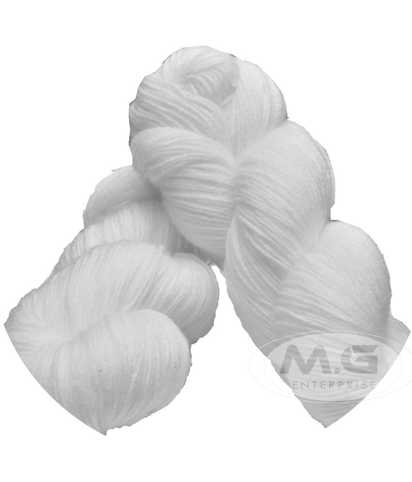     			M.G ENTERRPISE Brilon White (500 gm) Wool Hank Hand Knitting Wool/Art Craft Soft Fingering Crochet Hook Yarn, Needle Knitting Yarn Thread Dyed CE