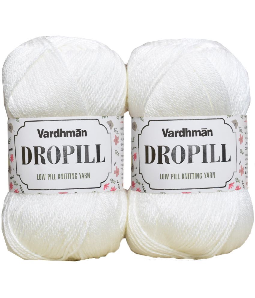     			M.G ENTERRPISE Dropill White 300 GMS Wool Ball Hand Knitting Wool/Art Craft Soft Fingering Crochet Hook Yarn, Needle Knitting Yarn Thread Dyed