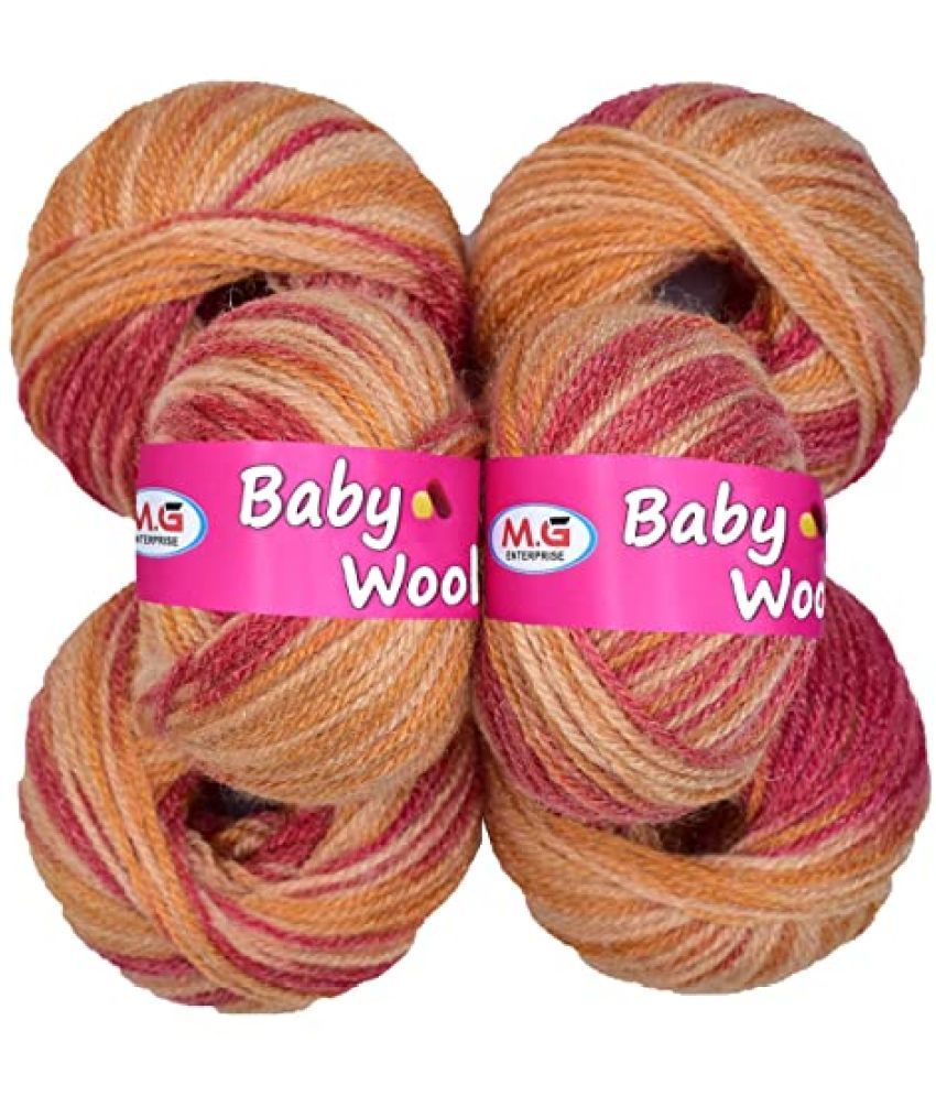     			M.G ENTERRPISE Kintting Yarn 100% Acrylic Wool Multi Strawberry (6 pc) Baby Wool 4 ply Wool Ball Hand Knitting Wool/Art Craft Soft Fingering Crochet Hook Yarn, Needle Knitting Yarn Thread Dyed