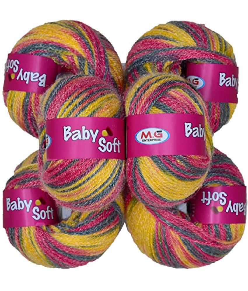     			M.G ENTERRPISE Kintting Yarn 100% Acrylic Wool Multi Rowan (6 pc) Baby Wool 4 ply Wool Ball Hand Knitting Wool/Art Craft Soft Fingering Crochet Hook Yarn, Needle Knitting Yarn Thread Dyed