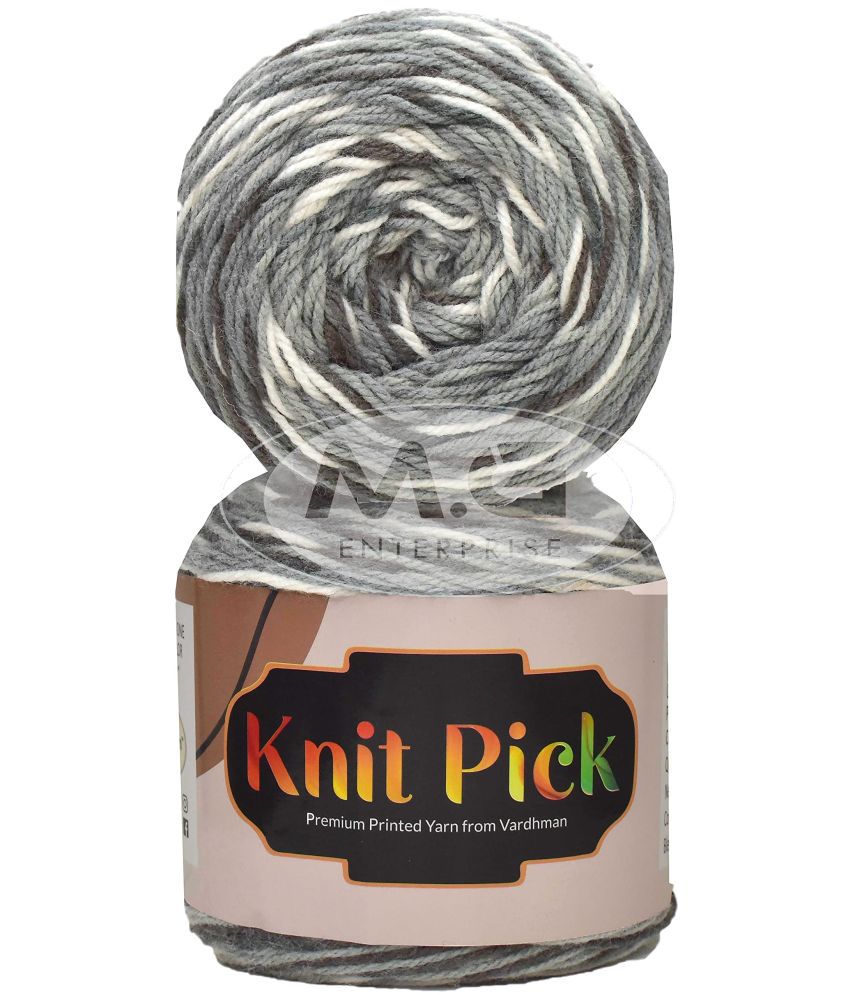     			M.G ENTERRPISE Knit Pick Grey Mix 300 GMS Wool Ball Hand Knitting Wool/Art Craft Soft Fingering Crochet Hook Yarn, Needle Knitting Yarn Thread Dyed